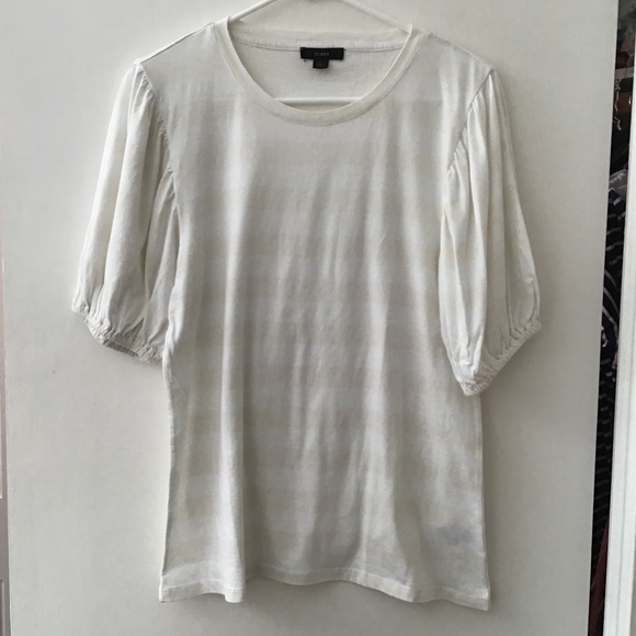 NWT J Crew Puff Sleeve Broken-in Stripe T-shirt Size L - Picture 3 of 4